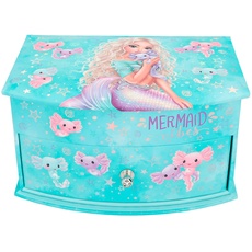 Bild von 12440 TOPModel Mermaid - Kleines Schmuckkästchen in Türkis mit Meerjungfrauen-Motiv, Schmuckbox mit Spiegel und Klappdeckel