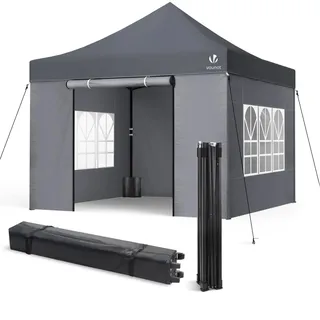 VOUNOT Faltpavillon 3 x 3 m inkl. 4 Seitenteile Grau
