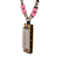 HOHNER Mundharmonika, Mini Mundharmonika, C, mit Halskette, pink