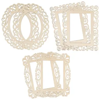 Ideen mit Herz | Ornamentik-Rahmen aus Sperrholz | Holz-Bilderrahmen | verschiedene Designs | inklusive Juteseil zum Aufhängen | 6 Stück