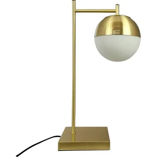Tischlampe, Tischleuchte, Nachttischlampe, Schreibtischlampe, LED Leselampe, Caen Messing - Gold, Weiß