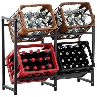 CLP Kastenständer Metall schwarz , Schwarz , 91x75x31 cm , Weinregale