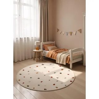 HANSE HOME Adventures Kinderteppich - Konfetti Punkte Spielteppich Rund, Modernes Design, Spielmatte, Krabbelteppich Junge Mädchen für Kinderzimmer, Jugendzimmer - Creme Multifarben, Ø 160cm