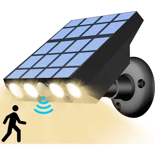 Solarleuchten für Außen Garten mit Bewegungsmelder, LED Solar Straßenleuchte Aussenlampe IP65 Wasserdichte 3 Modi Gartenleuchten, Warmweiß