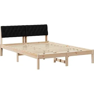 vidaXL Bettgestell Braun und Schwarz 140 x 200 cm Massivholz Kiefer - Braun