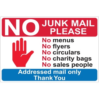 Ambiance Sticker Vinyl-Aufkleber mit Aufschrift "No JUNK MAIL Please: No Menus, No Flyers, No Circulars, No Charity Bags, No Sales People", H10 x L15 cm