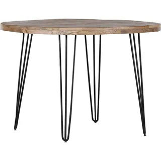 Lomadox Esstisch, rund 105cm, Mangoholz gebeizt und lackiert, RAISIO-123 - Braun