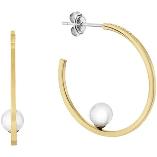 Tommy Hilfiger Paar Creolen TOMMY HILFIGER "SEMI-PRECIOUS BEADS", gold (gelbgoldfarben, edelstahlfarben, weiß, weiß), Ohrringe, Damen, 30mm, Edelstahl, mit Onyx, Lapislazuli oder Glasstein