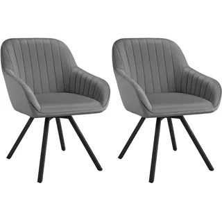 Tectake tectake® Drehbarer Armlehnstuhl Snug Samtoptik, gepolstert, in 360° drehbar, schlanke Stahlbeine, 58 x 58 x 82 cm