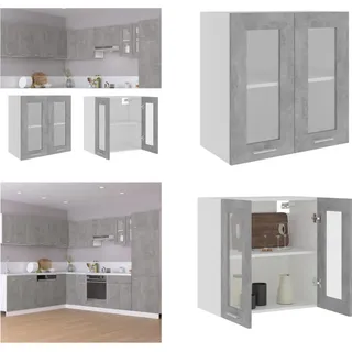 vidaXL Hängeglasschrank Betongrau 60x31x60 cm Holzwerkstoff - Hängeglasschrank - Hängeglasschränke - Küchenschrank - Küchenschränke - Grau