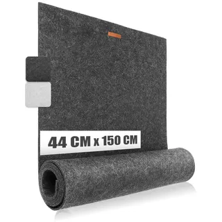 com-four® Premium Tischband aus Filz - 44 x 150 cm - Dekoration für die Festliche Tafel - Tischläufer als Tischdekoration - Lange, schmale Tischdecke, abwaschbar (Anthrazit)