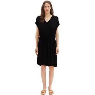 TOM TAILOR Damen 1036658 Kleid mit Struktur & Bindegürtel, 14482-Deep Black, 34