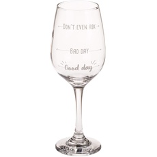 Out of the Blue 750116 - Weinglas bedruckt - Don't even ask - Bad day - Good day, für ca. 420 ml, ca. 22,5 cm, in Geschenkkarton aus Kraftpapier