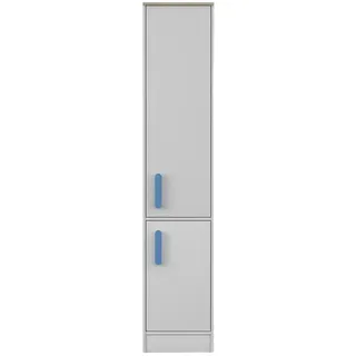 Deine Möbel 24 Regal Miki 01 Korpus Weiß | Griffe Blau , Weiß, Blau , Holzwerkstoff , 40x197x38 cm , Babymöbel & Kindermöbel, Babyzimmer, Babyregale & Kinderregale