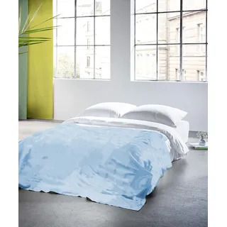 Plaid FLEURESSE "Plaid", blau (bleu), B:180cm L:270cm, Baumwolle, Leinen, Wohndecken, Plaid, Halbleinen, in Gr. 180x270 cm, Plaid