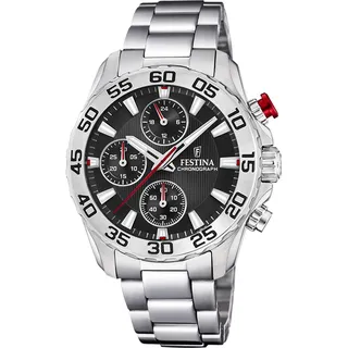 Festina F20457/3 36 Edelstahlgehäuse Silber Sportarmband Schwarz