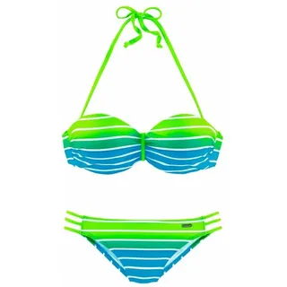 VENICE BEACH Bügel-Bandeau-Bikini im trendigen Streifen-Look, grün