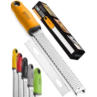 ORBLUE Käsereibe Zitronenreibe Zester Reibe Fein Parmesanreibe Handreibe Rasiermesserscharfe Premium Edelstahl Reibeoberfläche- für Hartkäse - Ingwerreibe