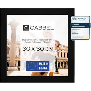 CABBEL Bilderrahmen 30x30 cm, Schwarz, stabiles MDF-Holz Rahmen, bruchsicherem Plexi-Glas, zum Aufhängen, ideal für Fotos/Bilder/Collage