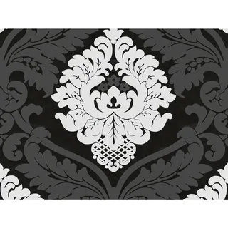 ascreation Vliestapete Flock neo-barock 64 cm x 10 m 300 g schwarz/weiß 554314