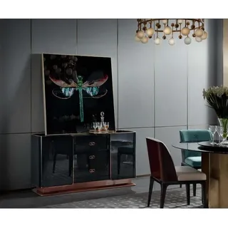 Kommode Sideboard Design Möbel Holz Kommoden Anrichte Echtholz Side Boards Low - Dunkelbraun