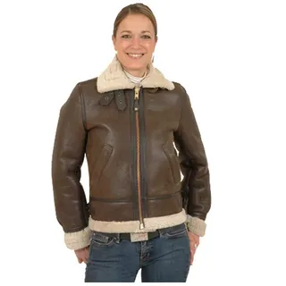 Schott NYC Damen Lederjacke Jacke LCW1257, Braun (dark brown 80), Gr. L