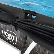 Bild von EXIT Black Wood Pool 300x200x65cm mit Filterpumpe und Sonnensegel - schwarz