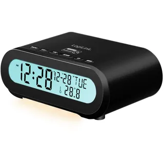Logilink SC0121 - Radio-Wecker mit Temperaturanzeige, Einschlaf-Timer, inkl. USB Port zum Aufladen von z.B. Handy/Tablet/eReader