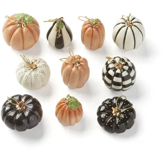 Lenox 889140 Mini Kürbis 10-teiliges Ornament Set | Goldfarbene Kordeln zum Aufhängen, 2,5 bis 5,1 cm Mini-Ornamente, Halloween-und Herbst-Tischdekoration, Weihnachtsbaumschmuck