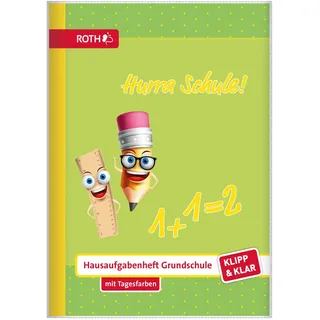ROTH Hausaufgabenheft Hurra Schule Klipp & Klar liniert DIN A5 ohne Rand, 96 Blatt