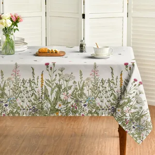 Horaldaily Tischdecke für Frühling und Sommer, rechteckig, Wildblumen, für Party, Picknick, Abendessen, 152,4 x 213,3 cm