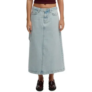 Superdry für Damen. W7210406A Blauer Denim Cargo Maxi Rock L