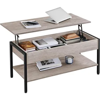 Yaheetech Couchtisch mit Stauraum, Beistelltisch für Wohnzimmer/Büro/Balkon/Flur, Grau