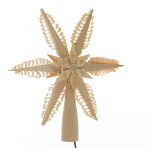 Christbaumspitze el. Beleuchtet Mitte Mit Holzstern(Beidseitig) 20x20x3cm NEU