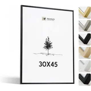 Heimlich® - Bilderrahmen - 30x45 cm, Aluminium Metall, Schwarz - Kleiner Posterrahmen mit Kunststoffabdeckung - Nur zur Wandmontage
