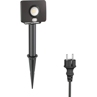 ledscom.de LED Gartenstrahler Wega mit Erdspieß und 15cm Sockel für außen mit Bewegungsmelder, schwarz, 10,837W, 944lm, warm-weiß