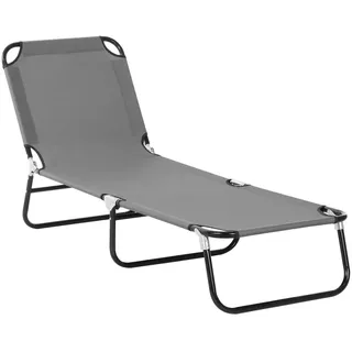 Outsunny Sonnenliege , Grau , Metall , 56x28x188 cm , Gartenmöbel, Gartenliegen