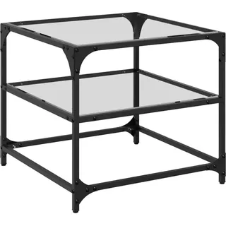 vidaXL Couchtisch mit Glasplatte Transparent 50x50x45 cm Stahl - Transparent