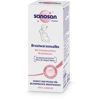 sanosan Brustwarzensalbe klinisch getestet - 100% reines & natürliches Lanolin ideal für die Schwangerschaft & Stillzeit - Brustwarzen Salbe ohne Parabene, Farbstoffe & Duftstoffe (1x 30 ml)