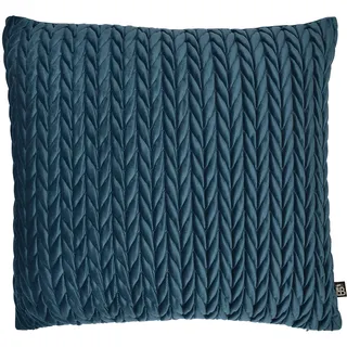 Laurence Llewelyn-Bowen - Blaugrünes einfarbiges geflochtenes Kissen – 43 x 43 cm – Samtkissen mit Füllung/Polsterung im Lieferumfang enthalten – blaugrünes Häkelkissen – Amory Kollektion von