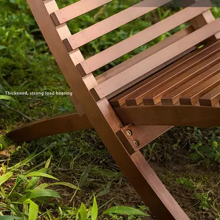 Holzstuhl, dunkelbraun, stilvoll, klappbar, ergonomisch, hohe Rückenlehne, stabile Unterstützung, Holzlounge für Outdoor, Camping, Garten, Terrasse