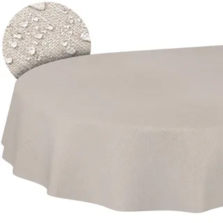 ANRO Stoff Tischdecke Uni Oval 180 x 140 cm Beige