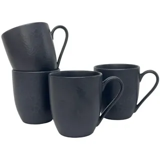 Novel Kaffeebecherset , Schwarz , Keramik , 4-teilig , 400 ml , Lfgb , Geschirr, Tassen, Tassen Sets