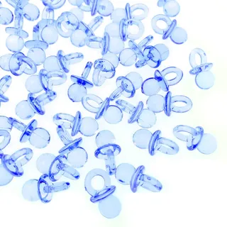 JZK 100x Blau Mini Deko Schnuller, Tischdeko Konfetti Dekoration Confetti Mitgebsel Geschenk für Taufe Baby Shower Babyparty Hochzeit Geburtstag Kinder Party