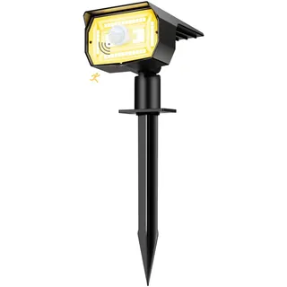 nipify Solarlampen mit Bewegungsmelder, 1 Stück Warmweiß Solarstrahler für Aussen, IP65 Wasserdicht Solar Gartenleuchten Solarleuchten LED Solar Strahler Aussen Weg Hof Gehweg