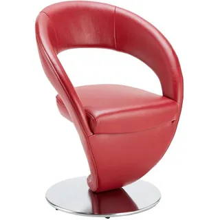 Moderano Stuhl , Rot, Edelstahlfarben , Leder , Echtleder , Longlife-Leder, Dickleder , Drehteller , 62x86x61 cm , Goldenes M , Lederauswahl, Stoffauswahl , Esszimmer, Stühle, Esszimmerstühle