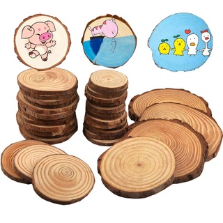 Liuer Rund Natur Holzscheiben Baumscheiben 60PCS Holz Log Scheiben mit Baumrinde Unbehandeltes DIY Handwerk Dekoration Holz Tischdeko Hochzeits Weihnachten Baum Anhänger (3-4 cm,4-5 cm,5-6 cm)