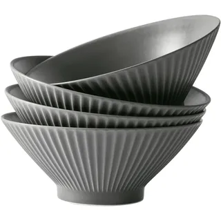 Jiwoo Ramen Schüssel Set 1100ml 4-teilig Suppenteller Ø 20cm Tiefe Teller Set Keramik Bowl Schüssel mikrowellen spülmaschinengeeignet, Japanische Suppenschale für Ramen Suppe Salat Spaghetti