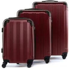 FERGÉ Kofferset Hartschale 3-teilig QUÉBEC Trolley-Set - Handgepäck 55 cm, L und XL 3er Set Hartschalenkoffer Roll-Koffer 4 Rollen 100% ABS rot