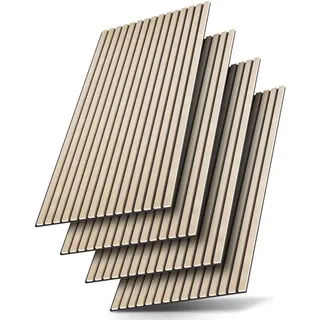 Juskys Wandpaneele Akustik Eiche Natur Hell 4 St. 120 x 60 x 1,8 cm